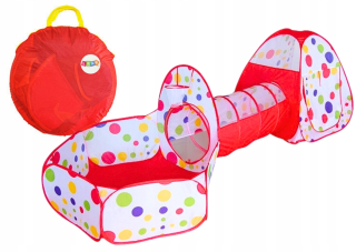 Detské ihrisko 3v1 Iglu stan Tunel Pool Basket Ball Red